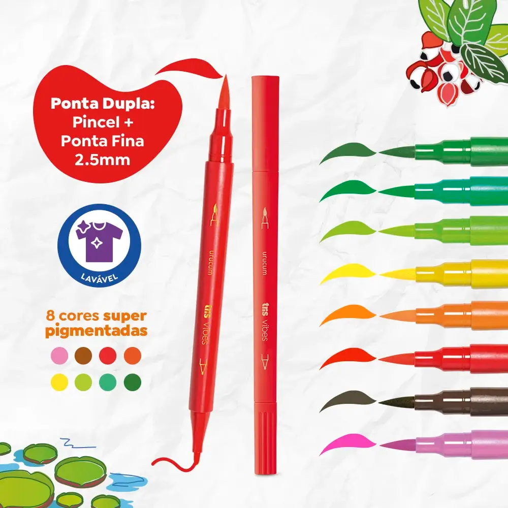 Caneta Brush Vibes - Amazônia - 8 Cores - Tris - Imagem 3
