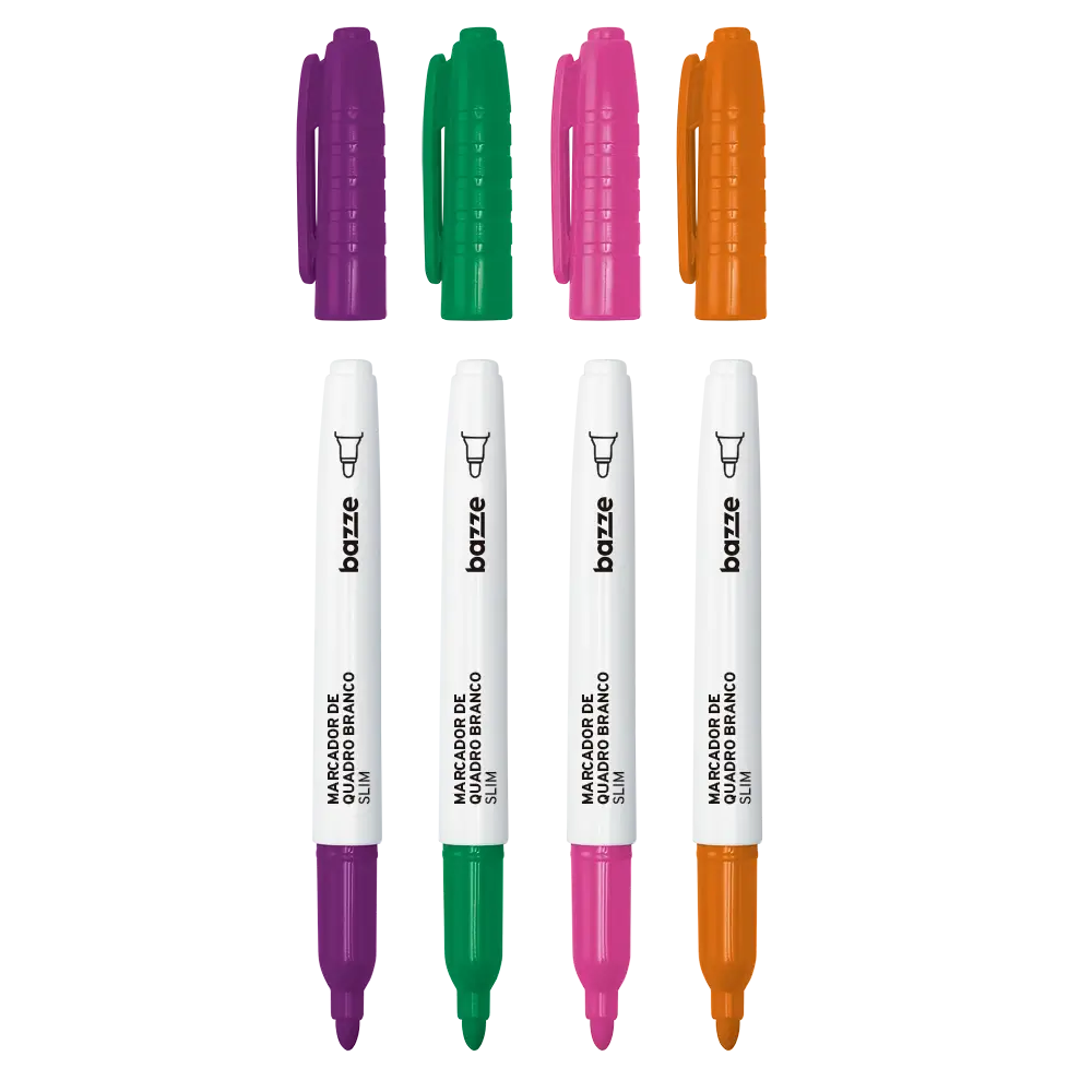 Marcador de Quadro Branco Slim - Cores sortidas - Cartela C/4 un - Bazze - Imagem 3