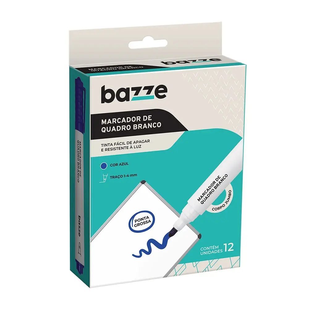 Marcador de Quadro Branco - Azul - Caixa C/12 un - Bazze - Imagem 1
