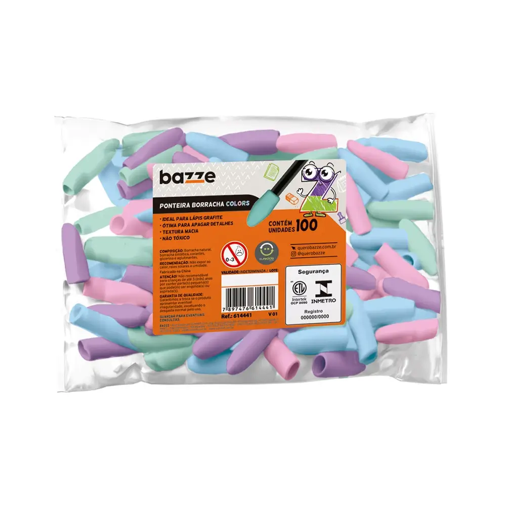 Ponteira Borracha Colors - Pacote C/100 un - Bazze - Imagem 1