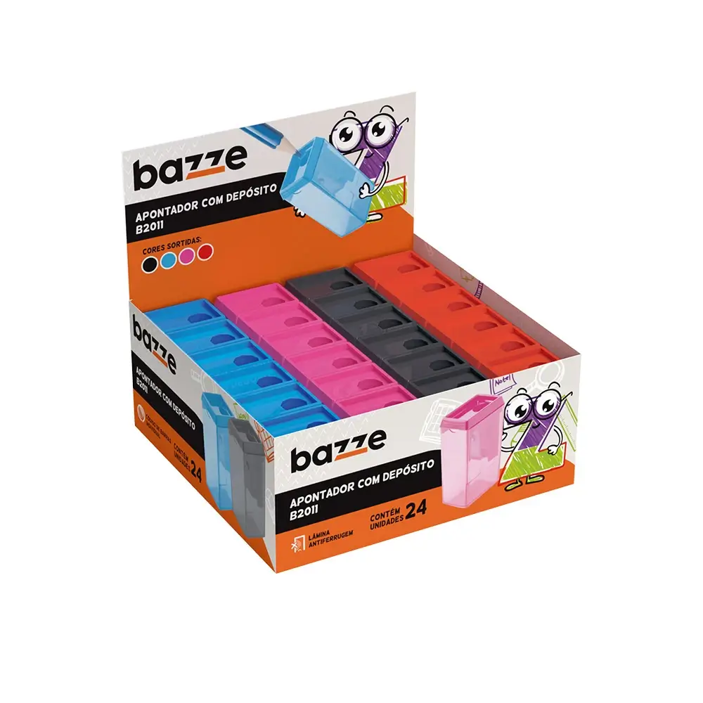 Apontador com Depósito B2011 - Cores sortidas - Caixa C/24 un - Bazze - Imagem 1