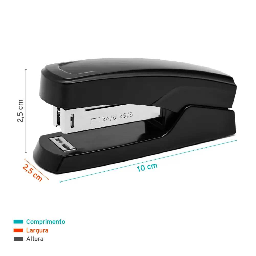 Grampeador B5308 - 26/6 - 25 Folhas - Plástico - Preto - Caixa C/1 un -Bazze - Imagem 3
