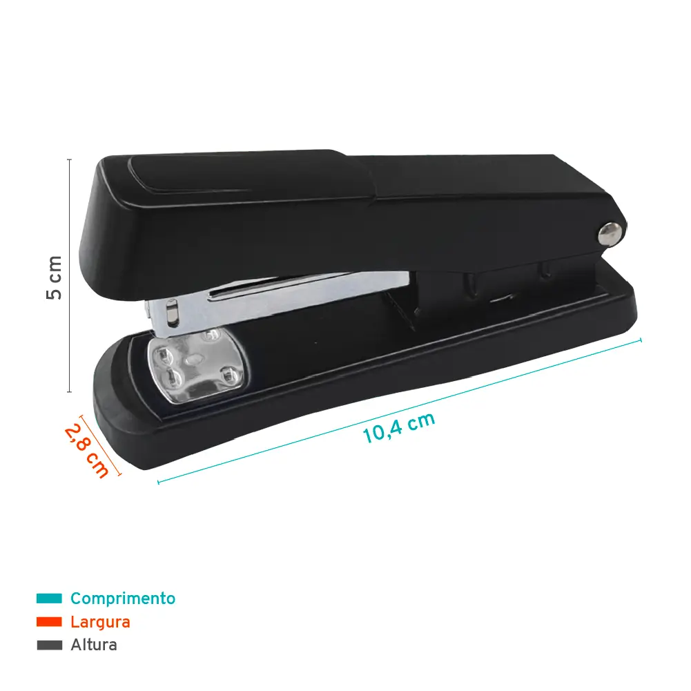 Grampeador B5509 - 26/6 - 20 Folhas - Metálico - Preto - Caixa C/1 un -Bazze - Imagem 3