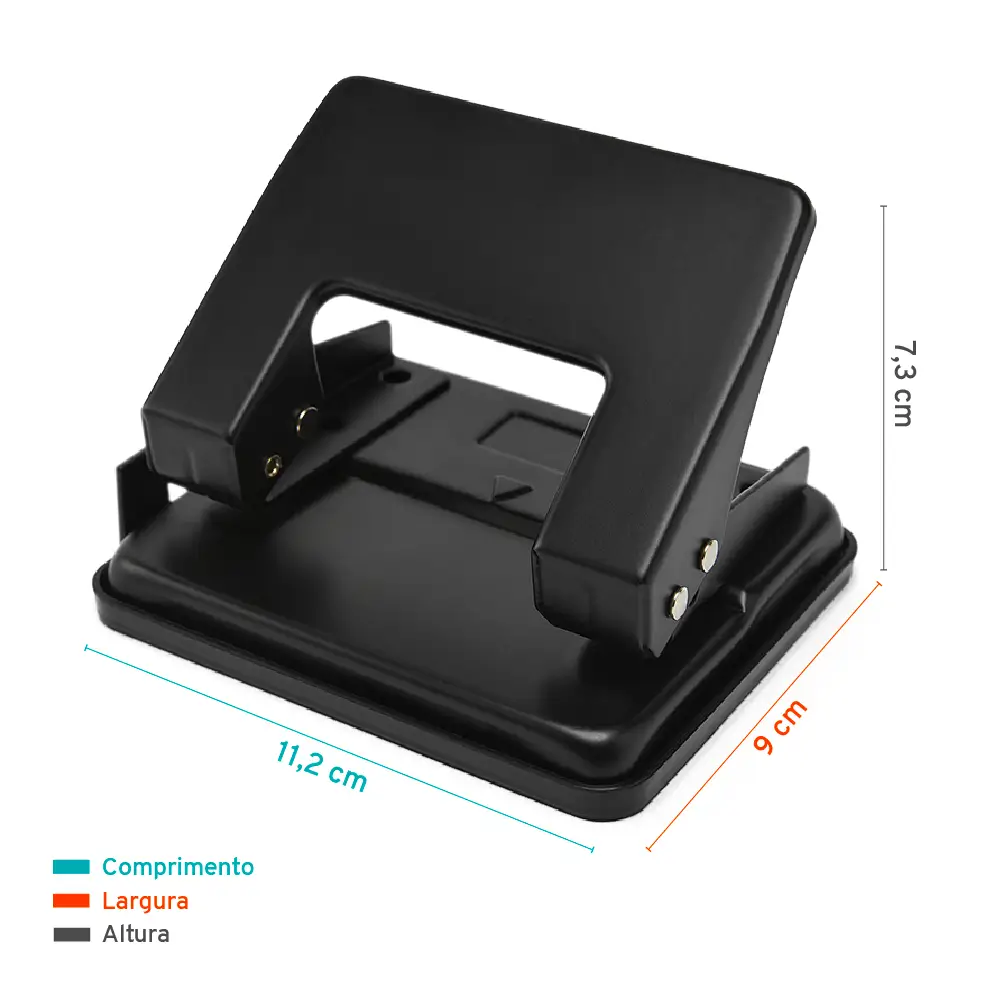 Perfurador B6220 - 2 Furros - 20 Folhas - Metálico - Preto - Caixa C/1 un - Bazze - Imagem 3