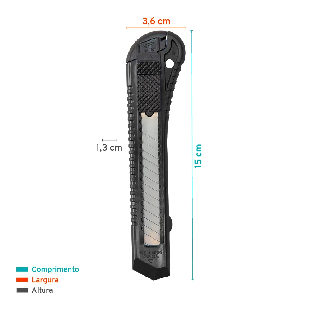 Estilete Plástico B4002 - Lâmina Larga - Caixa C/12 un - Bazze - Imagem 4