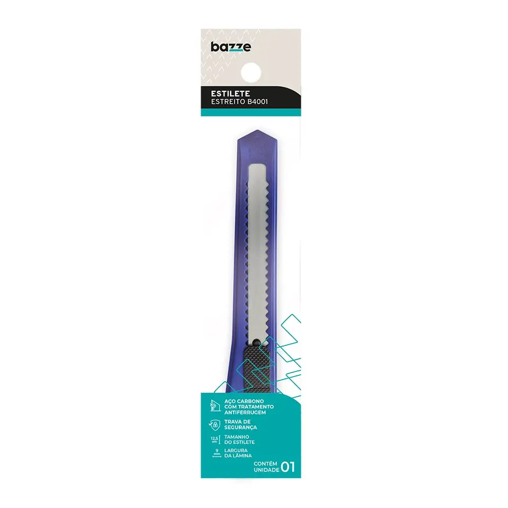Estilete Plástico B4001 - Lâmina Estreita - Caixa C/12 un - Bazze - Imagem 2