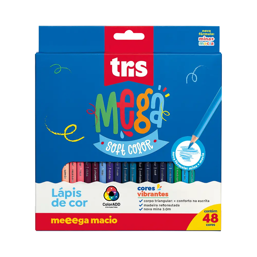 Lápis de Cor Mega Soft Color - 48 Cores - Tris - Imagem 1