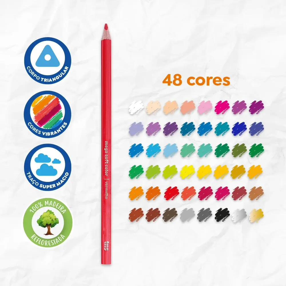 Lápis de Cor Mega Soft Color - 48 Cores - Tris - Imagem 6
