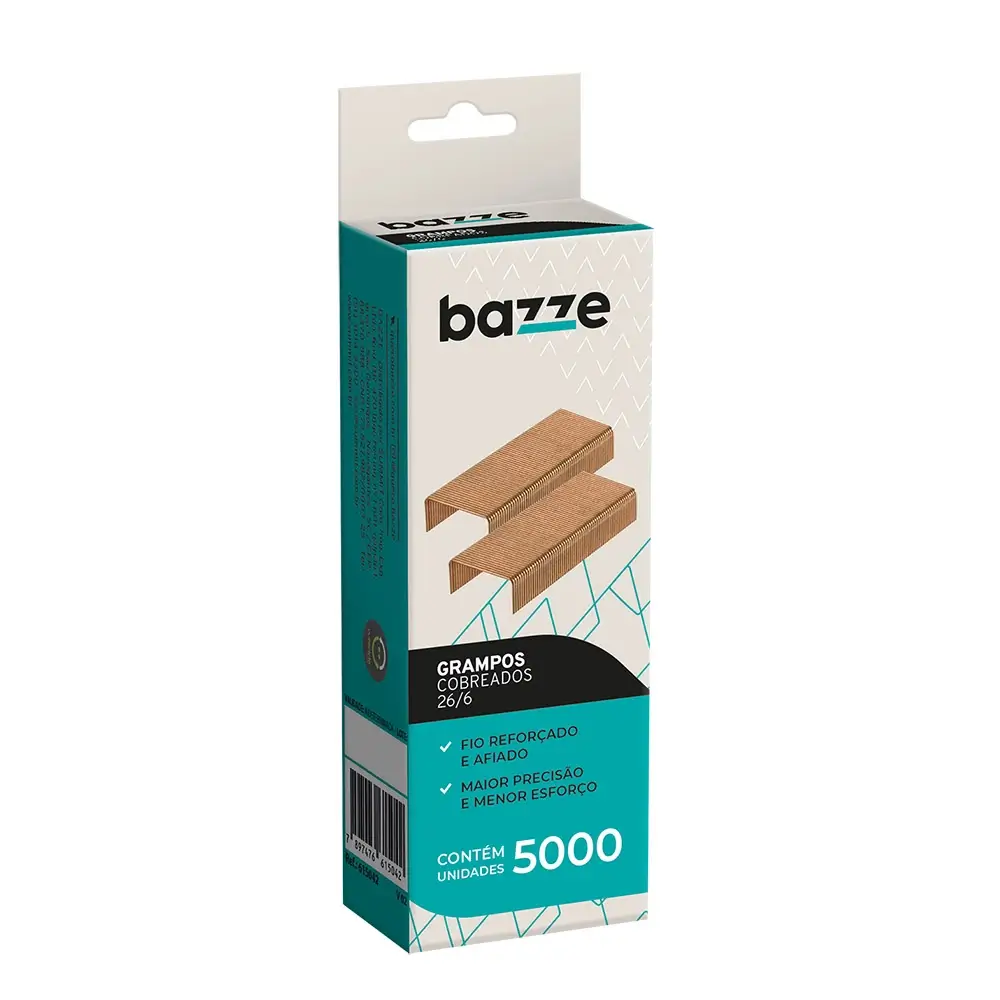 Grampo Cobreado - 26/6 - Caixa C/5000 un - Bazze - Imagem 1