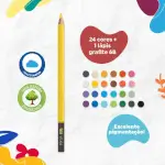 Lápis de Cor Vibes - Tons Clássicos - 24 Cores + 1 Lápis 6B - Tris - Thumbnail 3