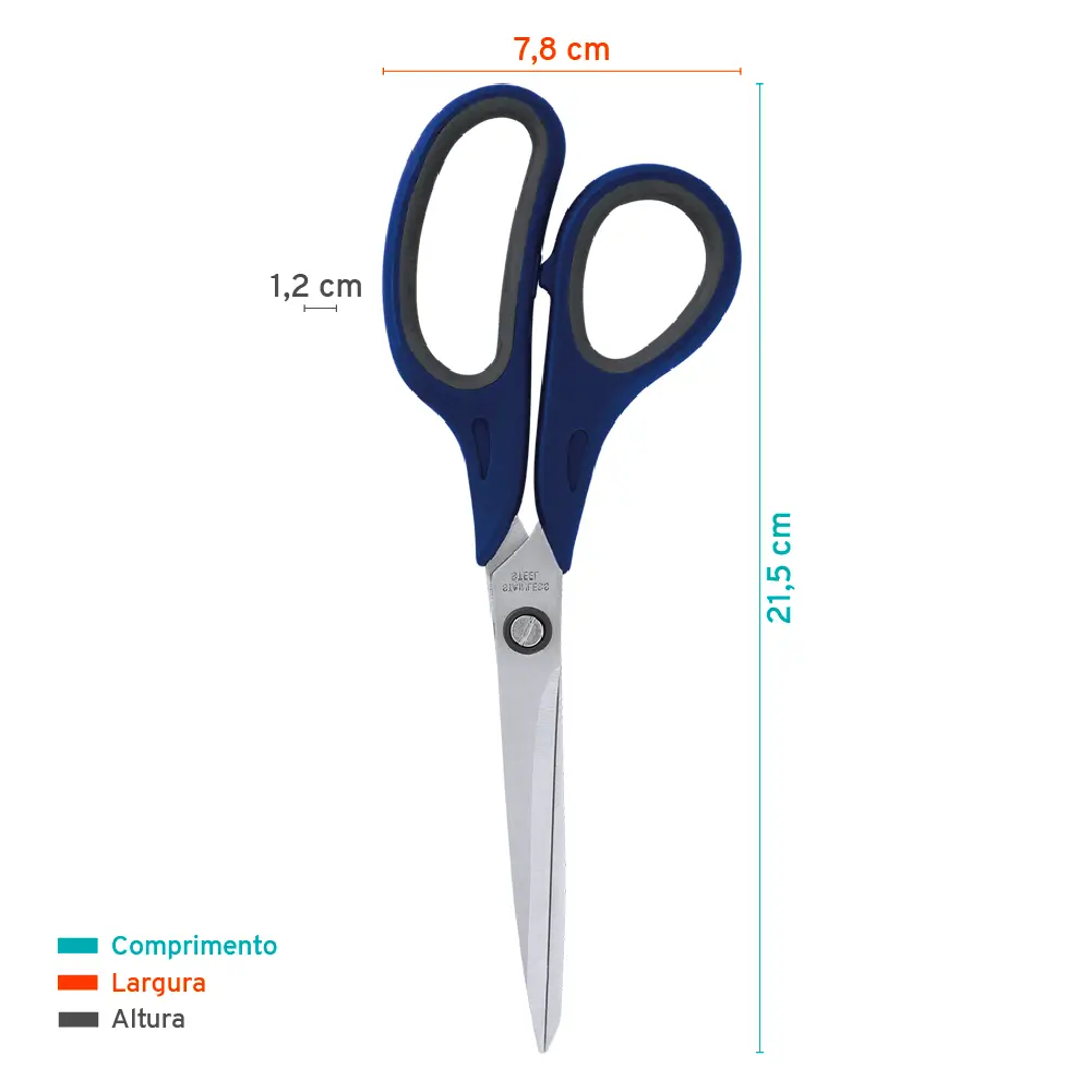 Tesoura Multiuso B7200 - 21.5cm - Cartela C/1 un - Bazze - Imagem 3