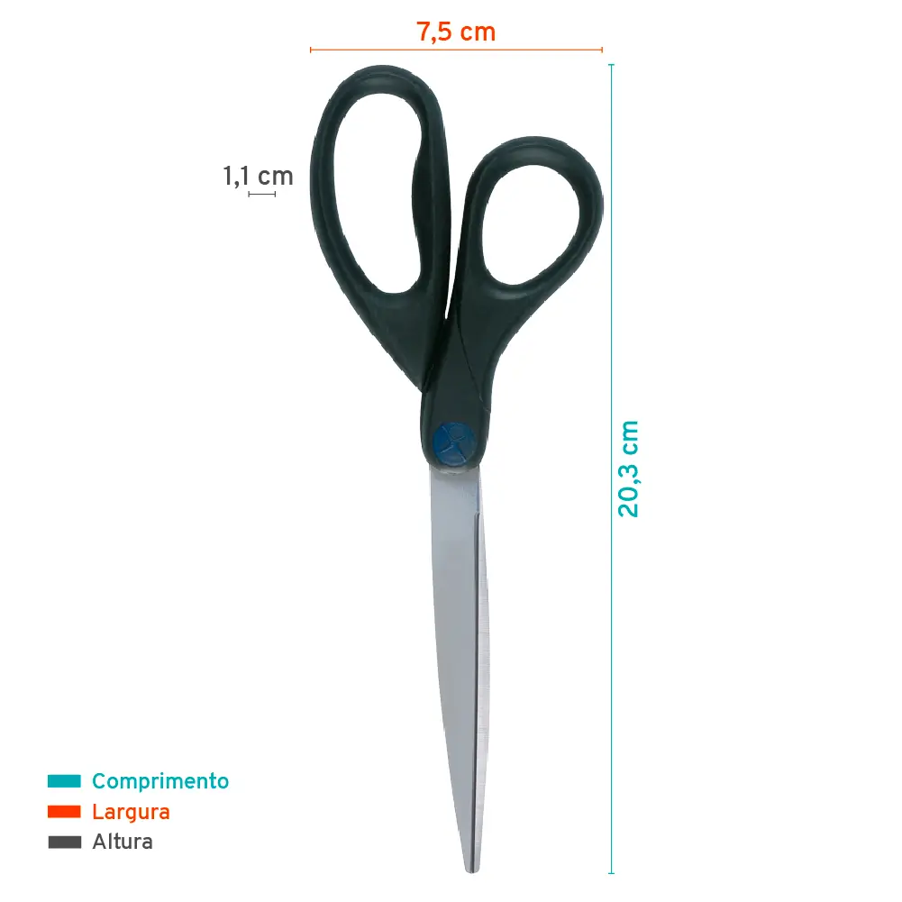 Tesoura Multiuso B7206 - 20.3cm - Preto - Cartela C/1 un - Bazze - Imagem 3