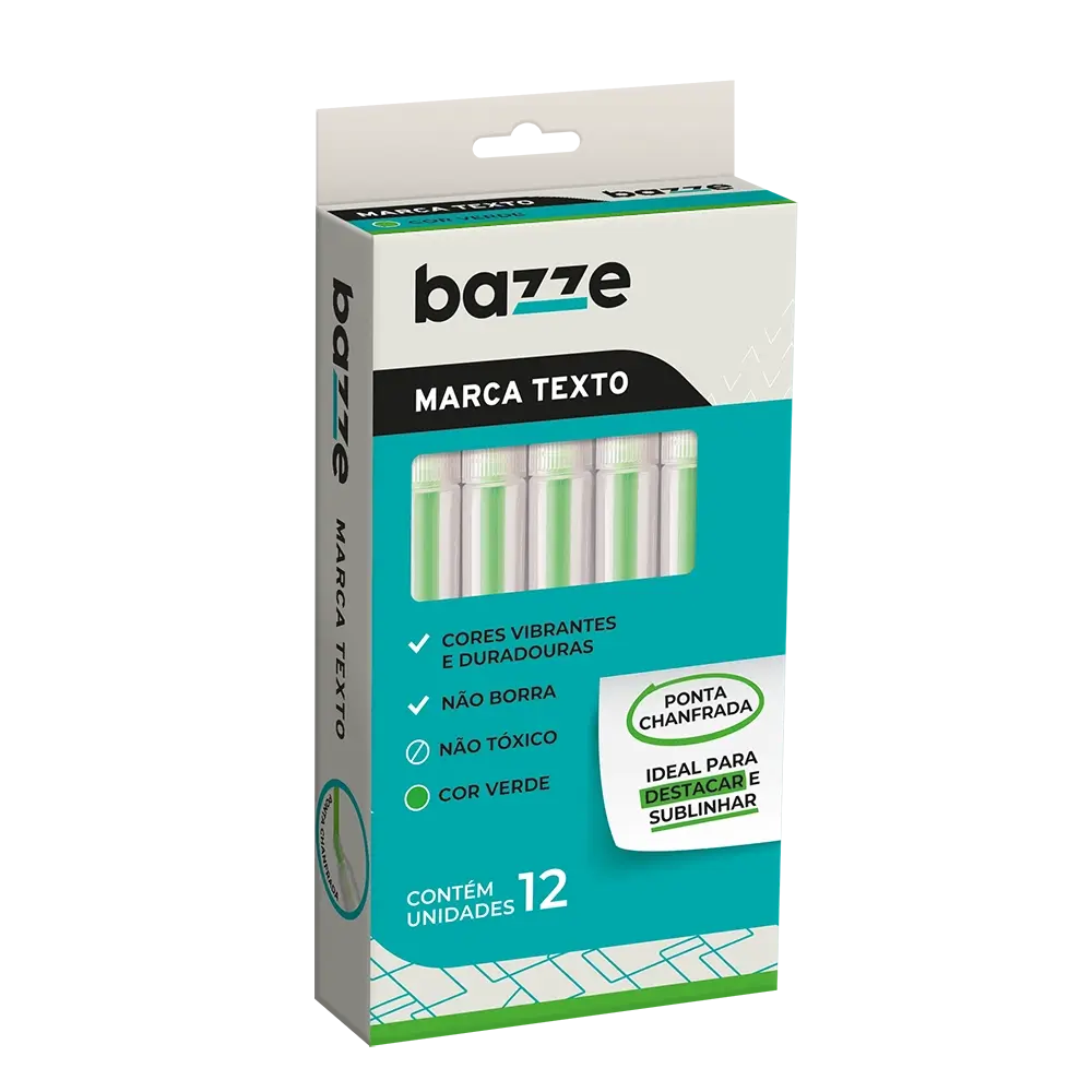 Marca-Texto - Neon - Verde - Caixa C/12 un - Bazze - Imagem 1