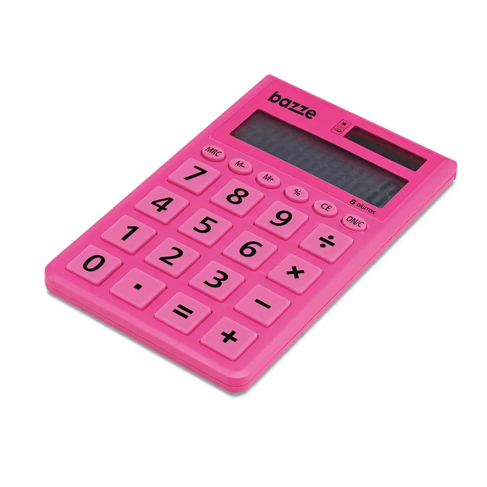 Calculadora de Bolso - 8 Dígitos - Rosa - Cartela C/1 un - Bazze - Imagem 2