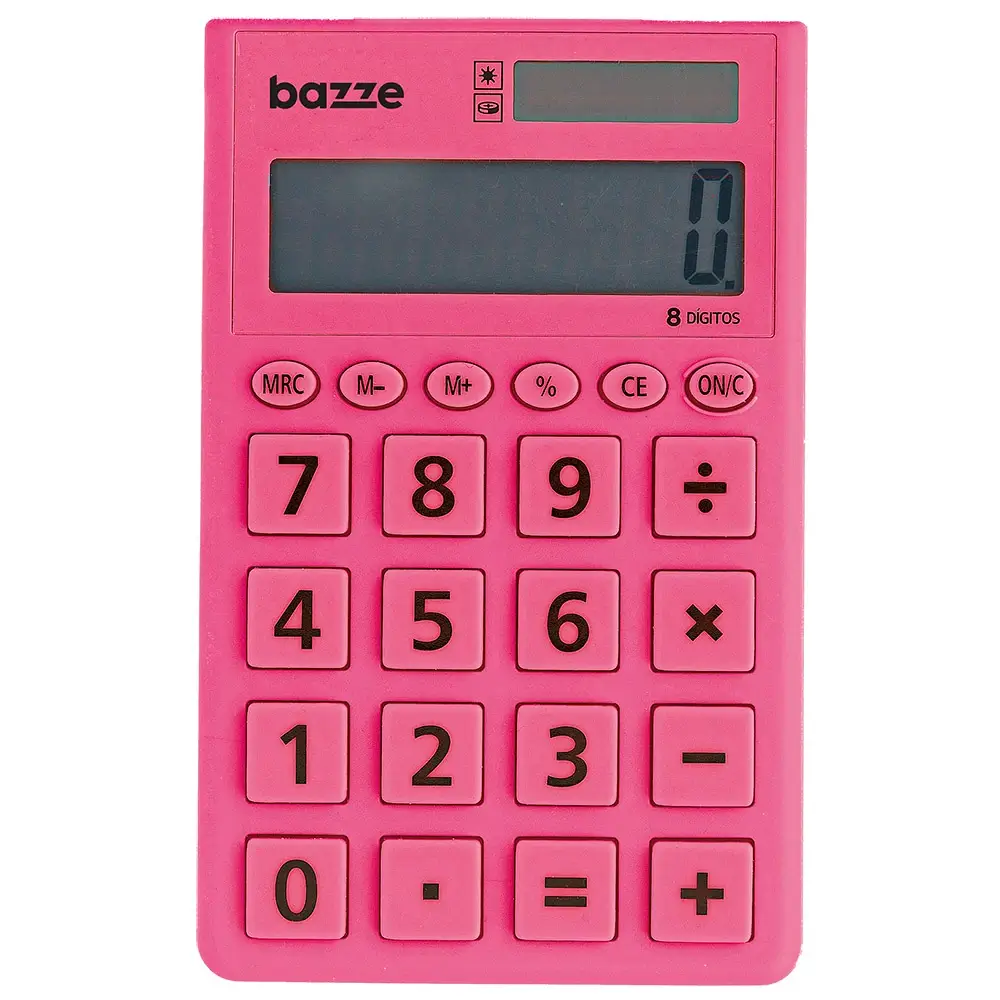 Calculadora de Bolso - 8 Dígitos - Rosa - Cartela C/1 un - Bazze - Imagem 3