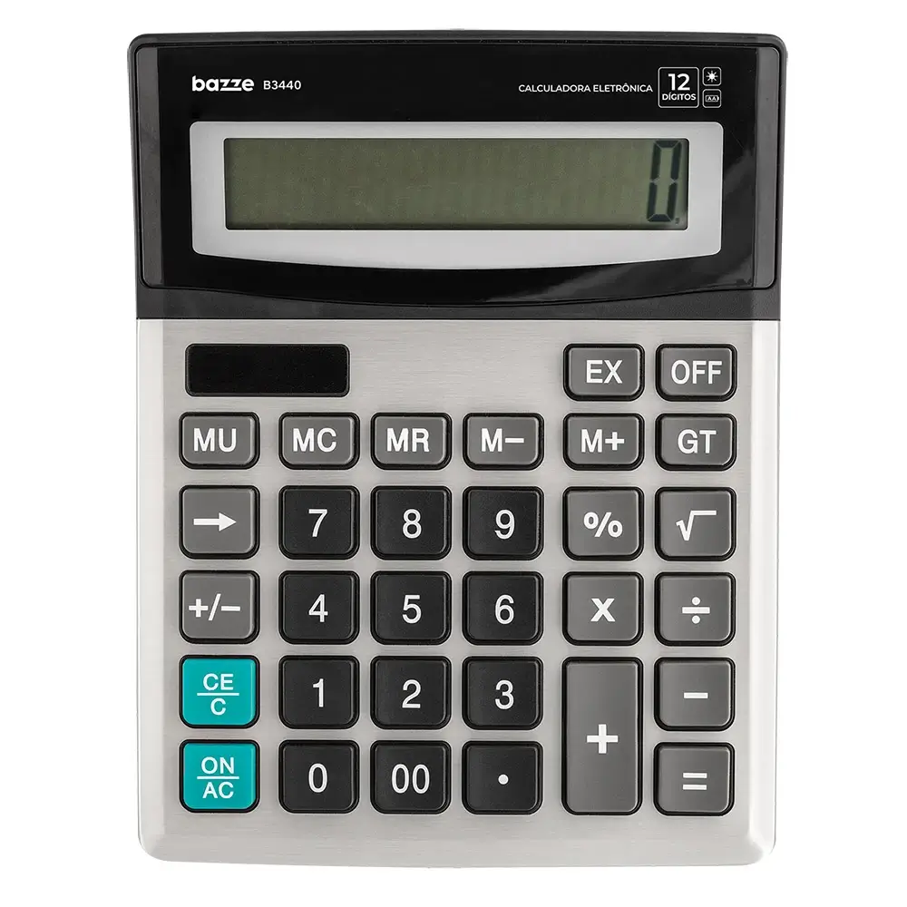 Calculadora de Mesa B3440 - 12 Dígitos - Metálica - Caixa C/1 un – Bazze - Imagem 2