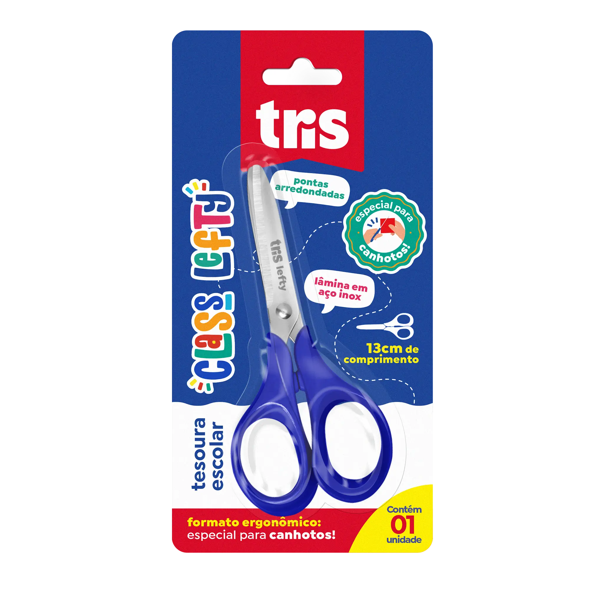 Tesoura Escolar Lefty para Canhoto - 13cm - Cartela C/1 un - Tris - Imagem 2
