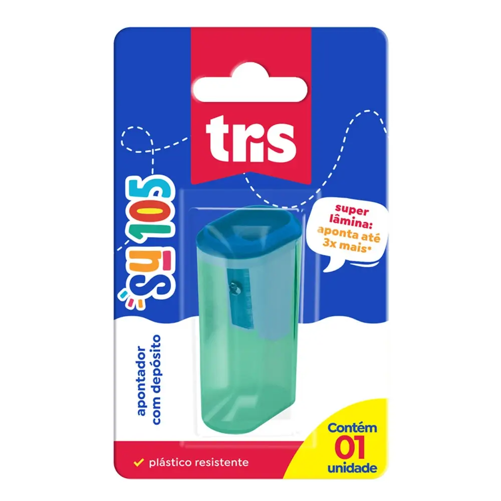 Apontador com Depósito Su105 - Basic Color - Cartela C/1 un - Tris - Imagem 1