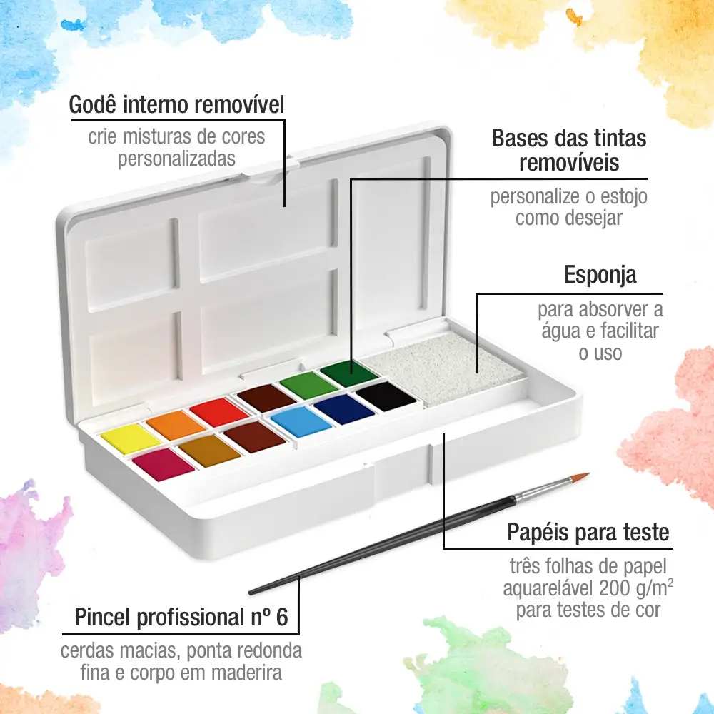Aquarela Pastilha Matiz - Conjunto C/12 Cores - Artools - Imagem 3