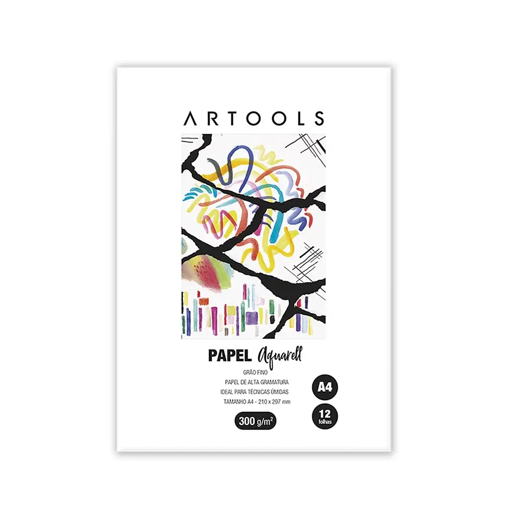 Papel Aquarell Celulose A4 - 300g - 12 Folhas - Artools - Imagem 1