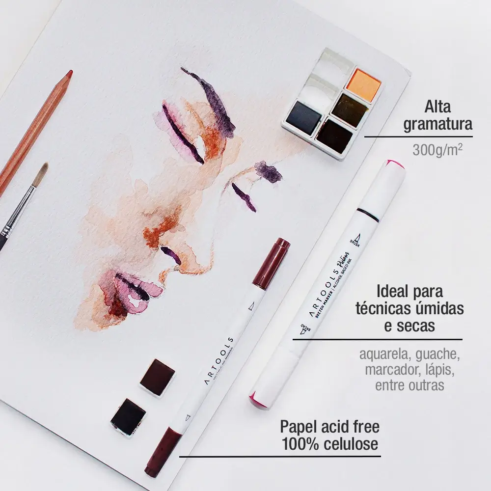 Papel Aquarell Celulose A3 - 300g - 12 Folhas - Artools - Imagem 3