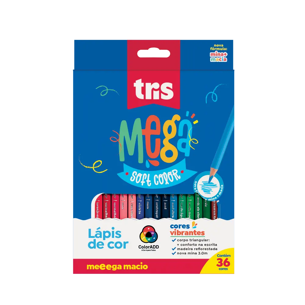 Lápis de Cor Mega Soft Color - 36 Cores - Tris - Imagem 1