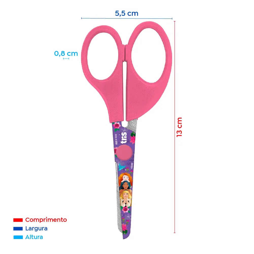 Tesoura Escolar - Lâmina Decorada - 13cm - Cartela C/1 un - Princesas - Imagem 3