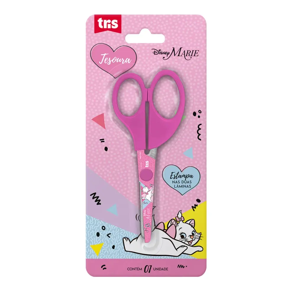 Tesoura Escolar - Lâmina Decorada - 13cm - Cartela C/1 un - Marie - Imagem 1