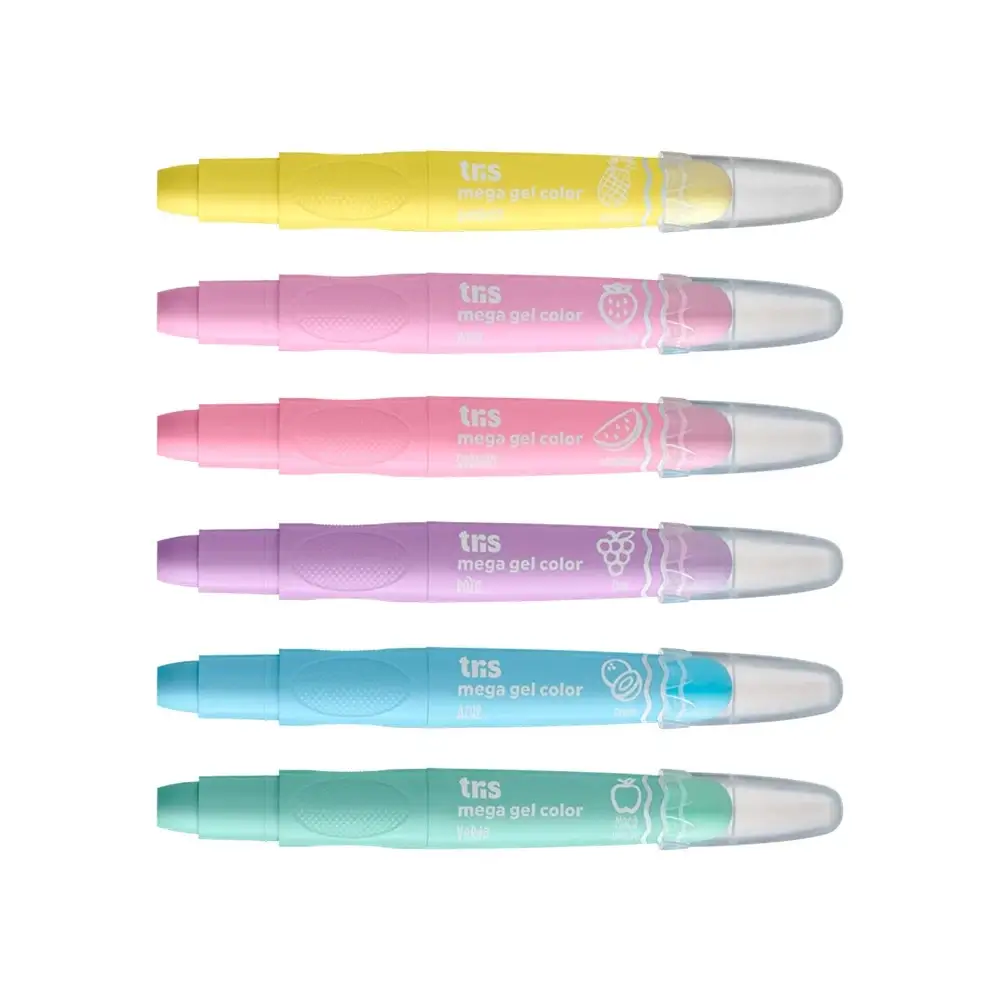 Giz Retrátil Mega Gel Color - Tons Pastel - 6 Cores - Tris - Imagem 2