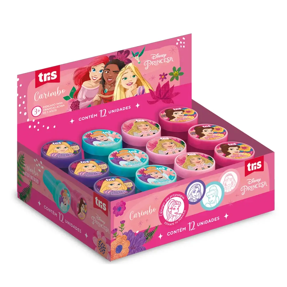 Carimbo Autotintado - Display C/12 un - Princesas - Imagem 1