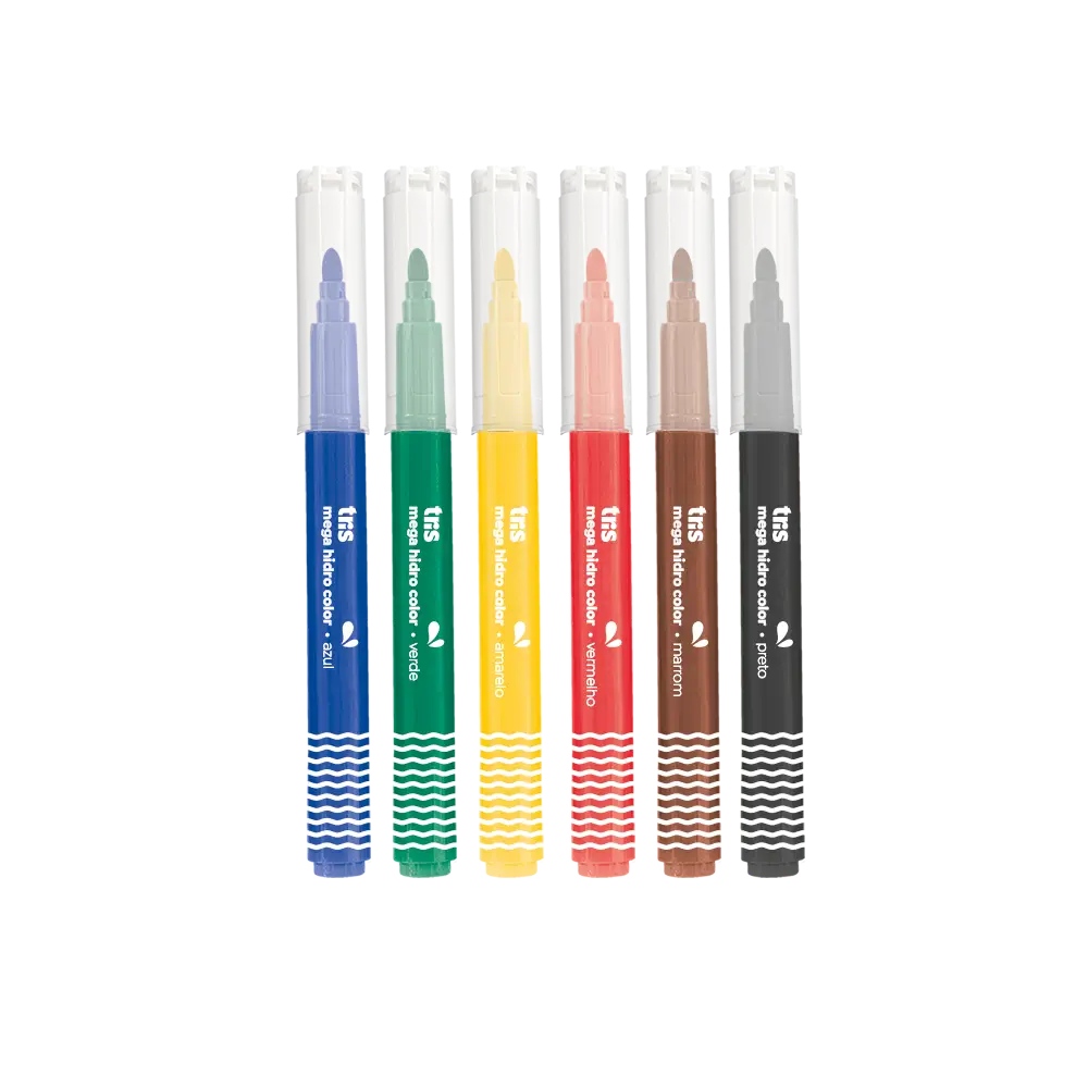 Hidrocor Ponta Grossa Mega Hidro Color - 6 Cores - Tris - Imagem 2