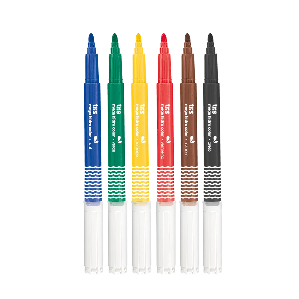 Hidrocor Ponta Grossa Mega Hidro Color - 6 Cores - Tris - Imagem 3