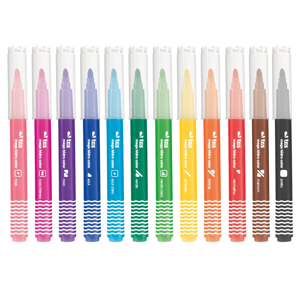 Hidrocor Ponta Grossa Mega Hidro Color - 12 Cores - Tris - Imagem 2