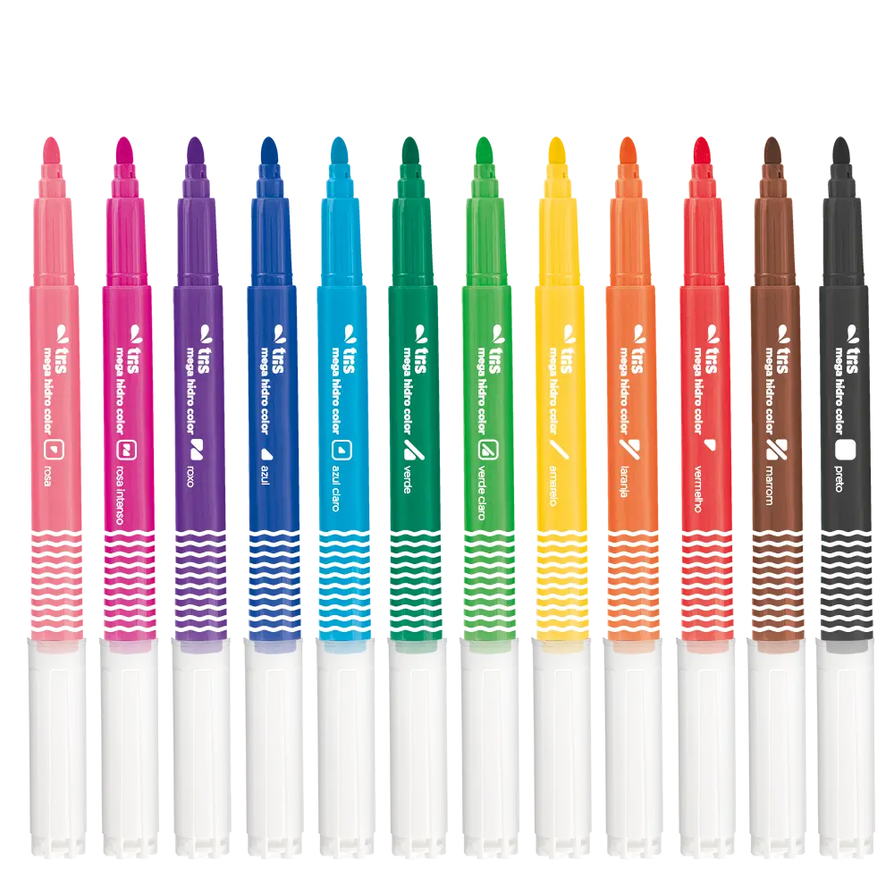 Hidrocor Ponta Grossa Mega Hidro Color - 12 Cores - Tris - Imagem 3