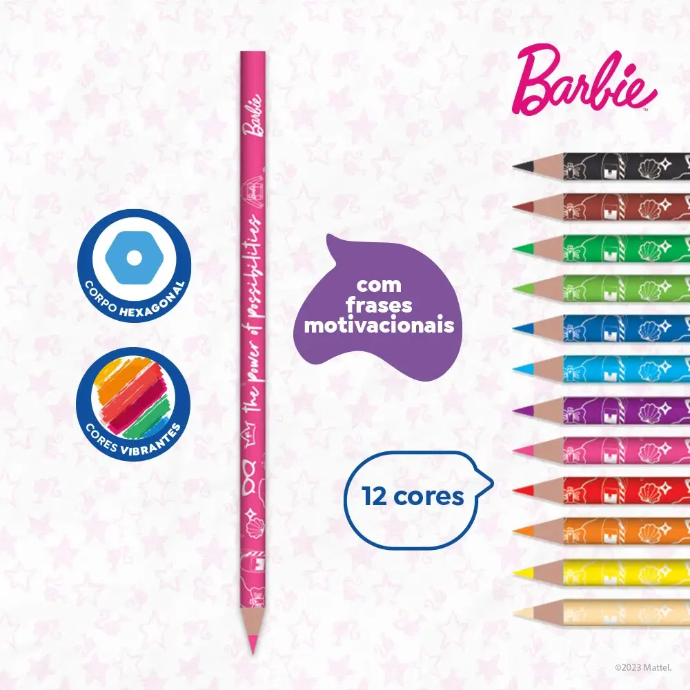 Lápis de Cor - 12 Cores - Barbie - Imagem 3