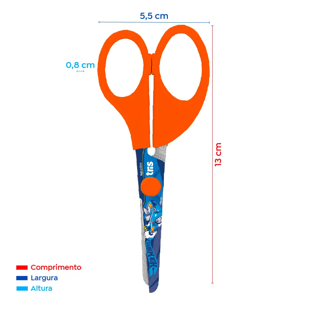 Tesoura Escolar - Lâmina Decorada - 13cm - Cartela C/1 un - Hot Wheels - Imagem 3