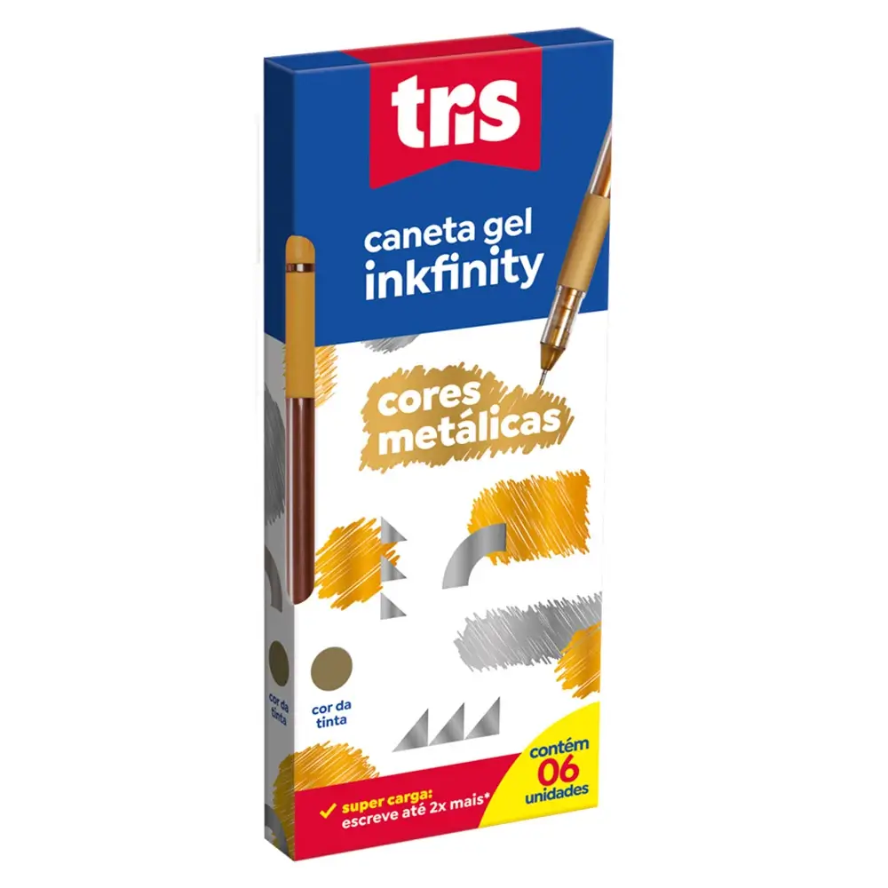 Caneta Gel Inkfinity - Metálica - Ouro - 1.0mm - Caixa C/6 un - Tris - Imagem 1