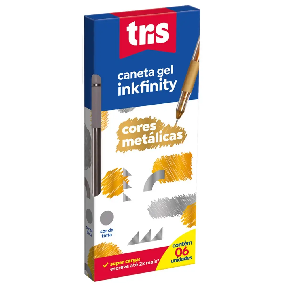 Caneta Gel Inkfinity - Metálica - Prata - 1.0mm - Caixa C/6 un - Tris - Imagem 1