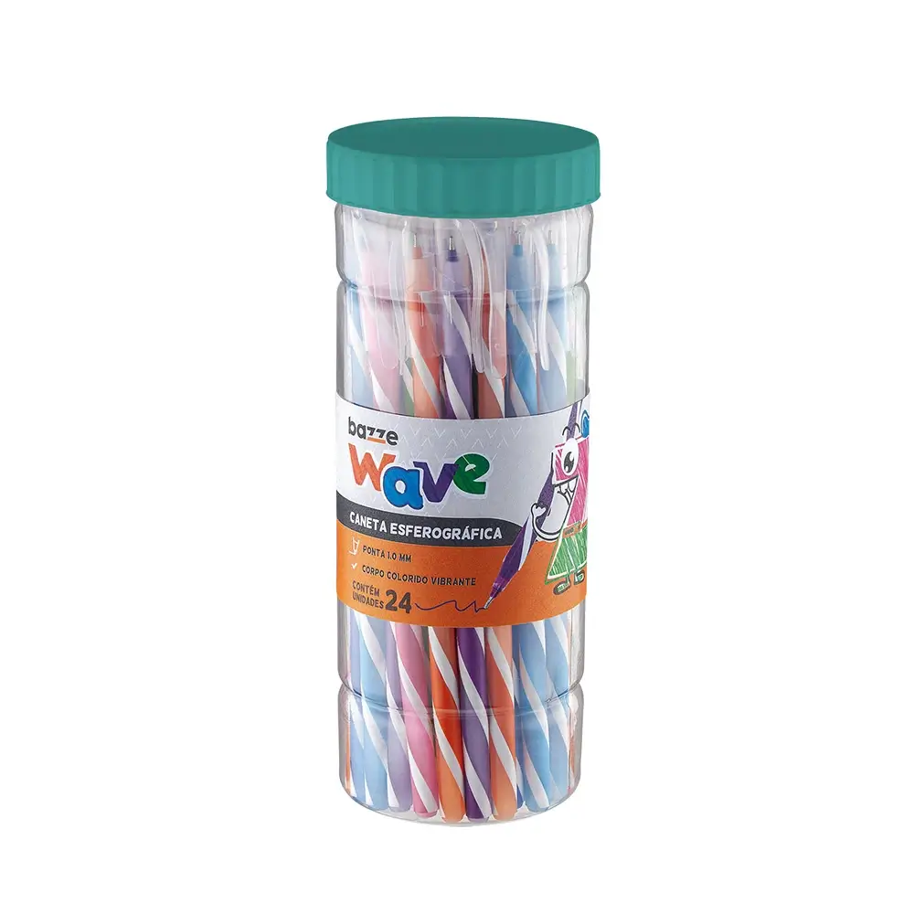 Caneta Esferográfica Wave - Cores Sortidas - 1.0mm - Pote C/24 un - Bazze - Imagem 1