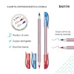 Caneta Esferográfica Doble - Azul/Vermelho - 1.0mm - Pote C/24 un - Bazze - Thumbnail 3