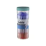 Caneta Esferográfica Doble - Azul/Vermelho - 1.0mm - Pote C/24 un - Bazze - Thumbnail 1