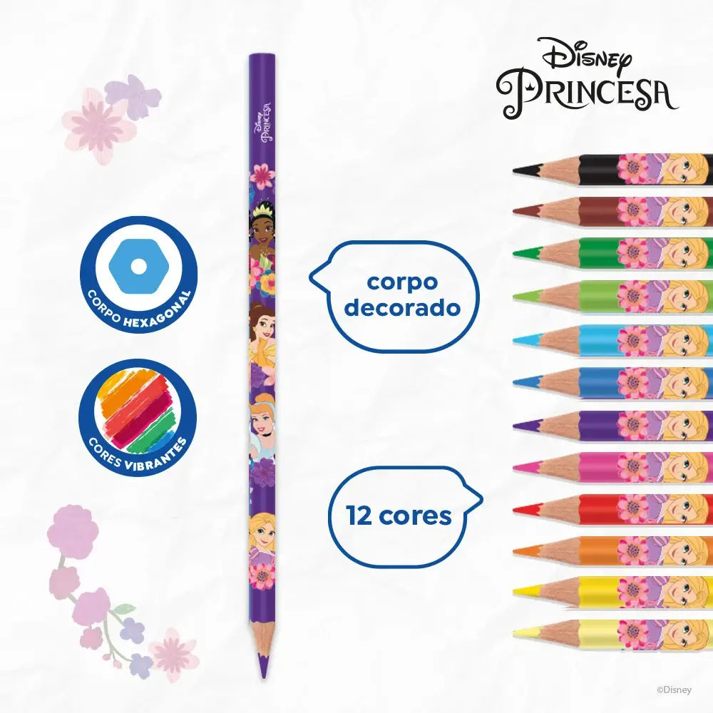 Lápis de Cor - 12 Cores - Princesas - Imagem 3