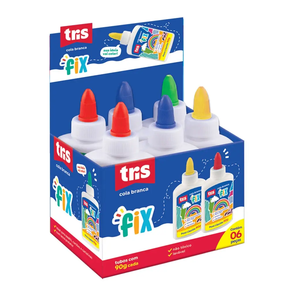 Cola Branca Fix - Tubo 90g - Tris - Imagem 1