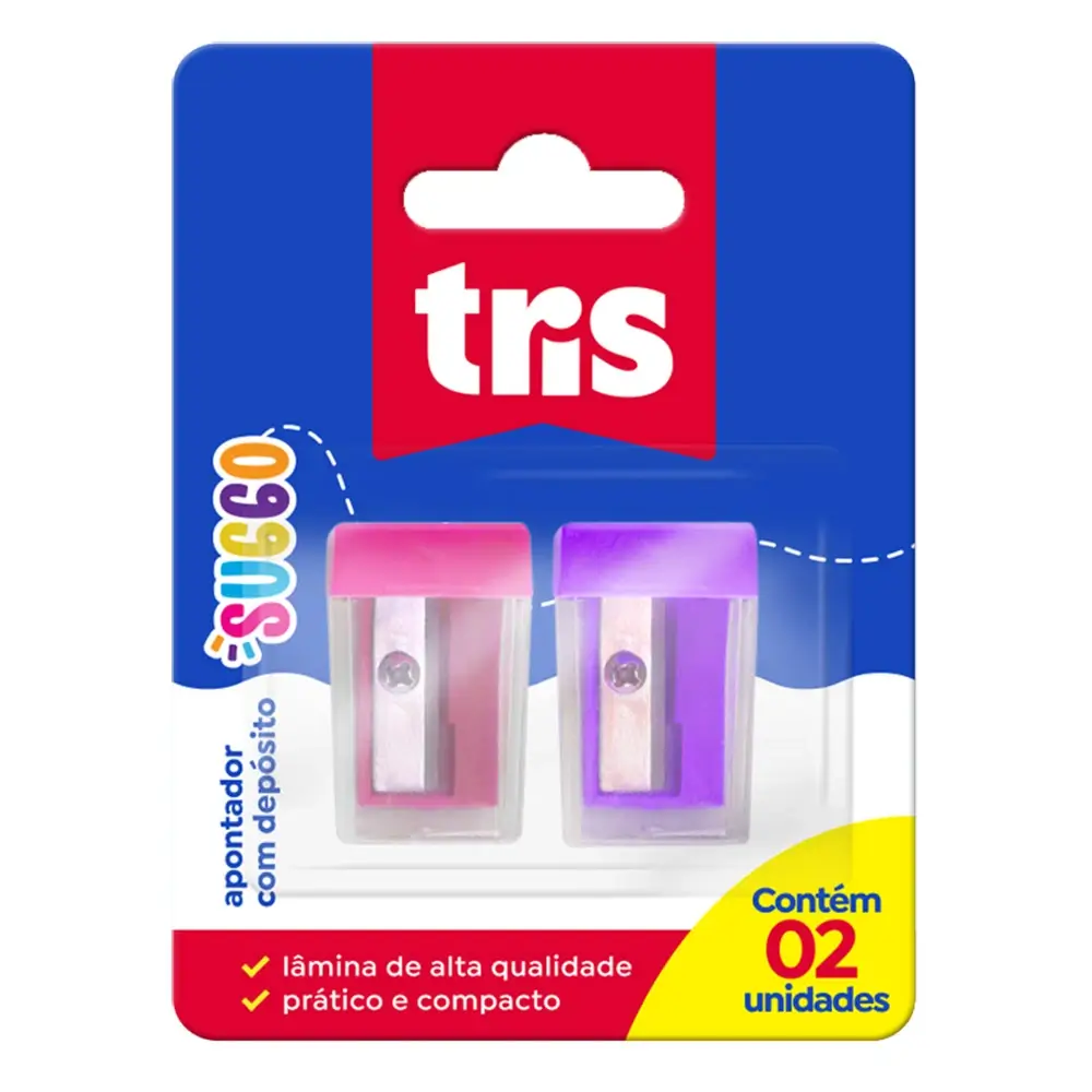 Apontador com Depósito Su660 - Cores Sortidas - Cartela C/2 un - Tris - Imagem 1