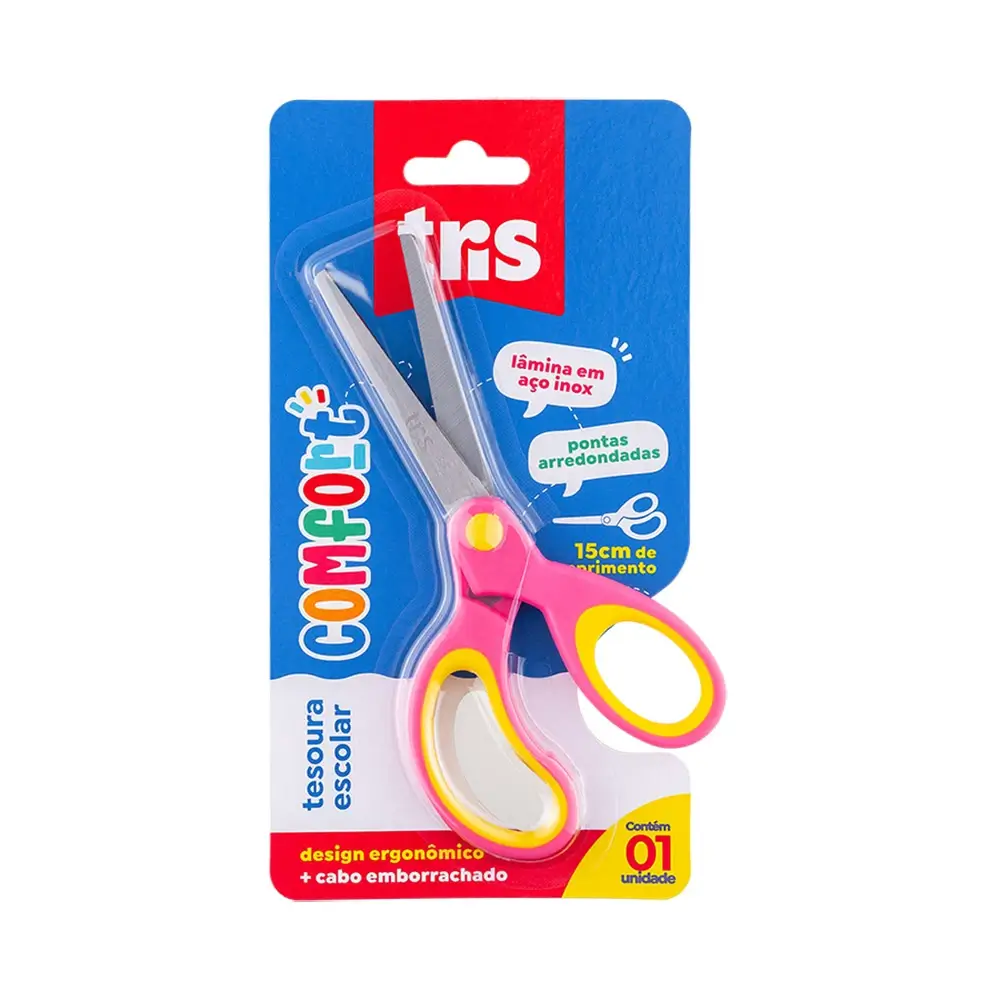 Tesoura Escolar Comfort - 15cm - Cartela C/1 un - Tris - Imagem 2