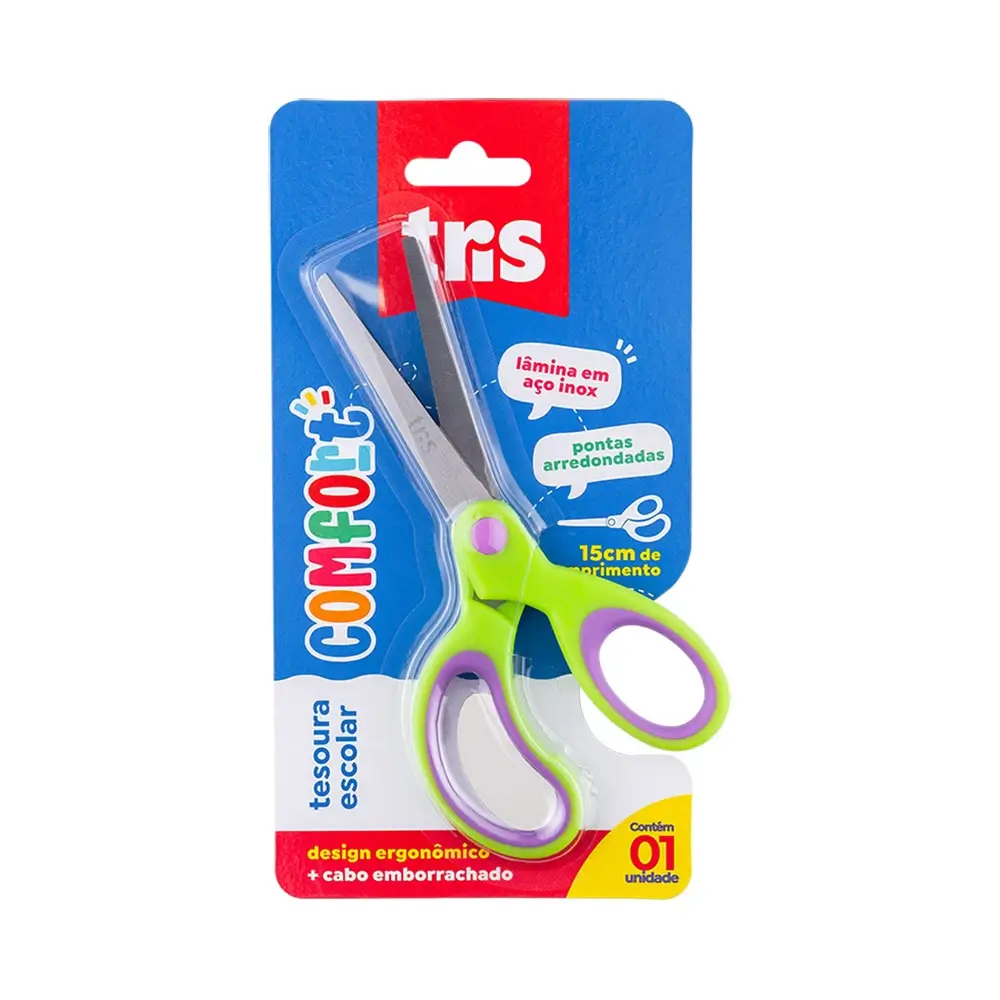 Tesoura Escolar Comfort - 15cm - Cartela C/1 un - Tris - Imagem 4