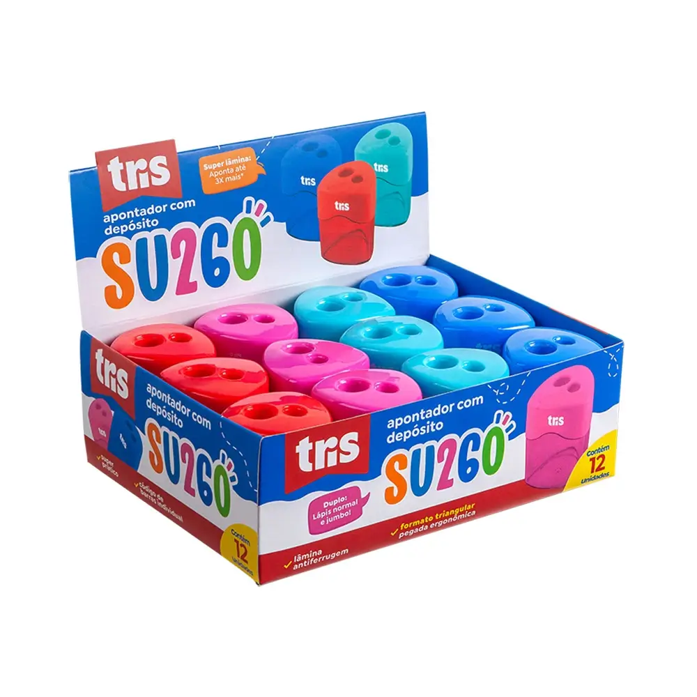 Apontador com Depósito Su260 - Cores Sortidas - Caixa C/12 un - Tris - Imagem 1