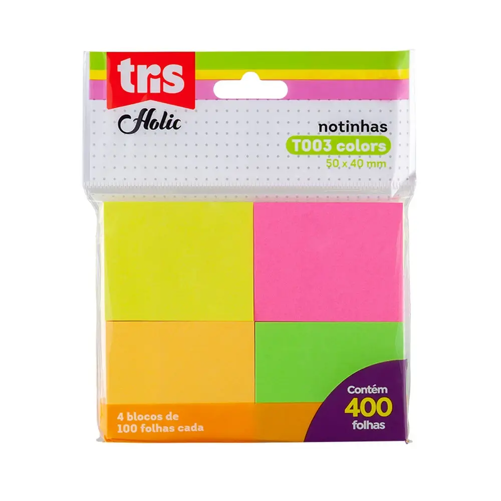 Notas Autoadesivas Colors Holic Pop T003 - Polybag C/4 Blocos x 100Folhas - Tris - Imagem 1