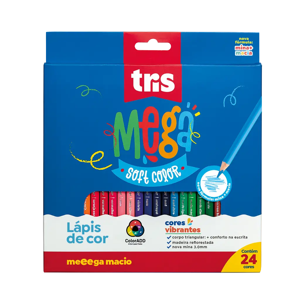 Lápis De Cor Mega Soft Color - 24 Cores - Tris - Imagem 1