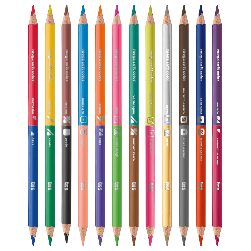 Lápis de Cor Ponta Dupla Mega Soft Color - Bicolor - 24 Cores - Tris - Imagem 2